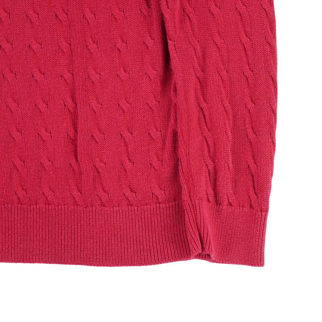 Women's Red Cable Knit Sweater