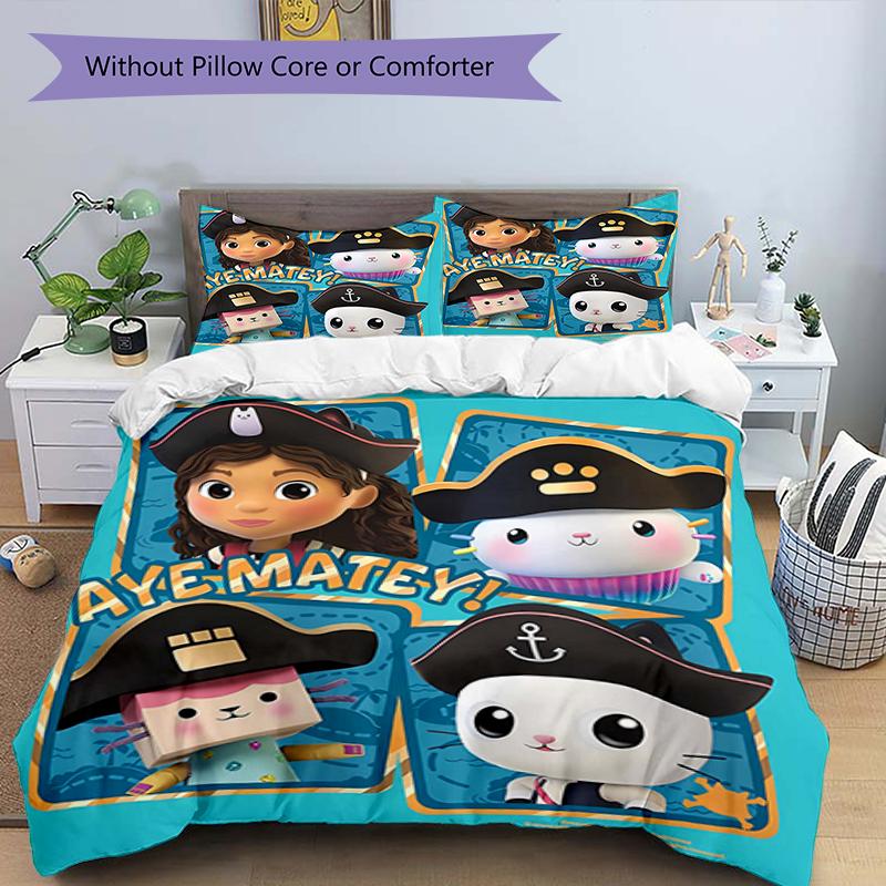 3pcs Gaby's Bubble House3 Design Cover Set - HD Printed Bedding with 1 Cover and 2 Pillowcases - Perfect for Home and Dorm Decor