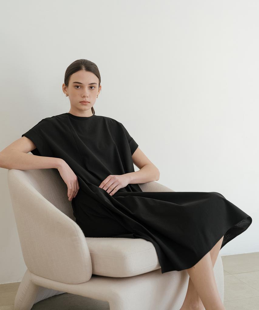 YOUNESS Black Dart Detail Dress