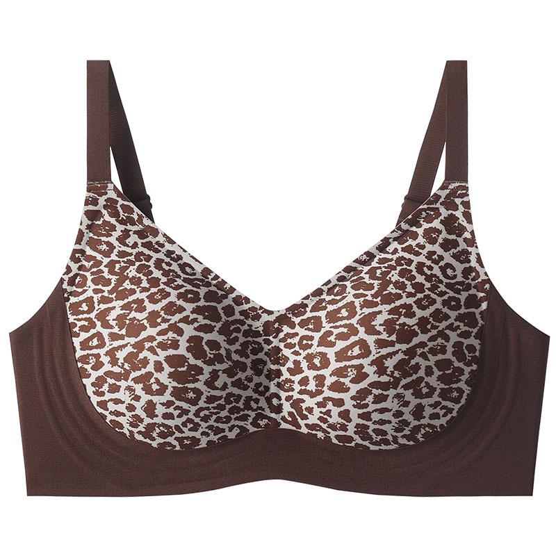 Seamless Wire Free Leopard Print Women Soft Support Push Up Thin Bra