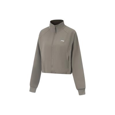 Li Ning Fitness Series Eenvoudig Effen Kleur Rits Opstaande Kraag Sweatshirt Dames tops AWDV506-3