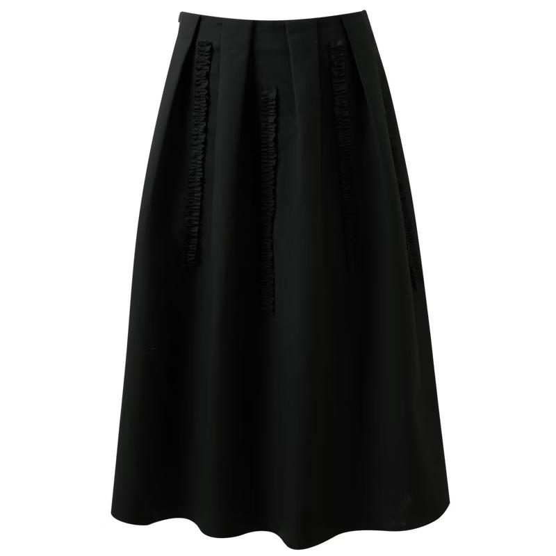 

Sancai 2026 Spring High-Waist Ruffled A-Line Long Skirt S