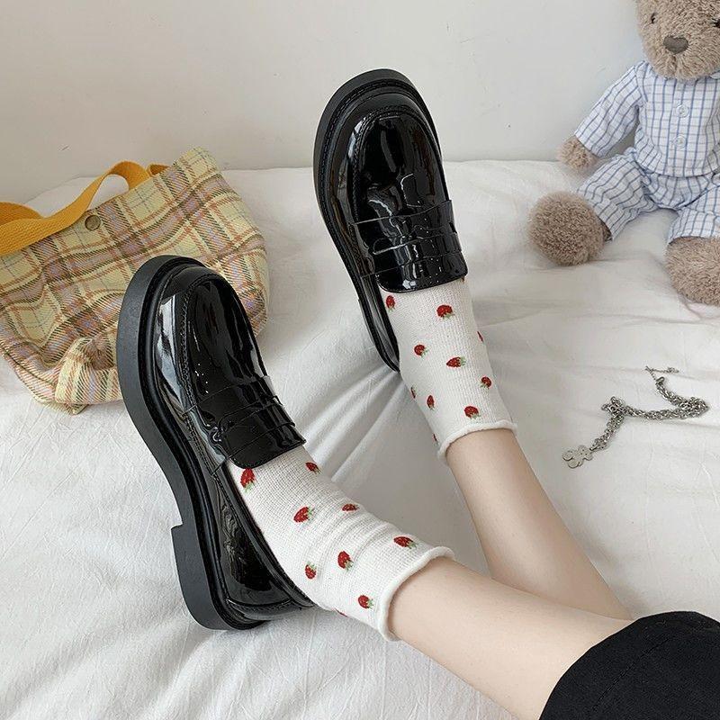 Black Soft Sister Small Leather Shoes Women'S British Style Flat Spring Retro Japanese Jk Uniform Single Shoes Tide