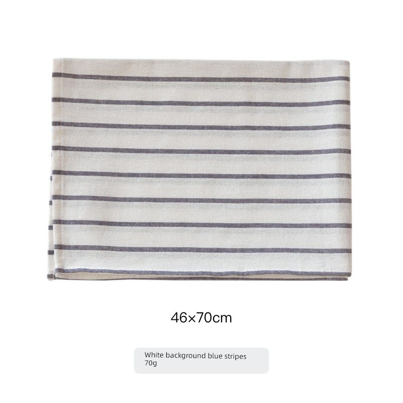 

Linen Napkin French style Pastoral Style Cotton Linen Fabric Simple Western Food Insulation Pad Anti-Scald Solid Japanese Table Cloth Blue stripes on white background 40*70cm