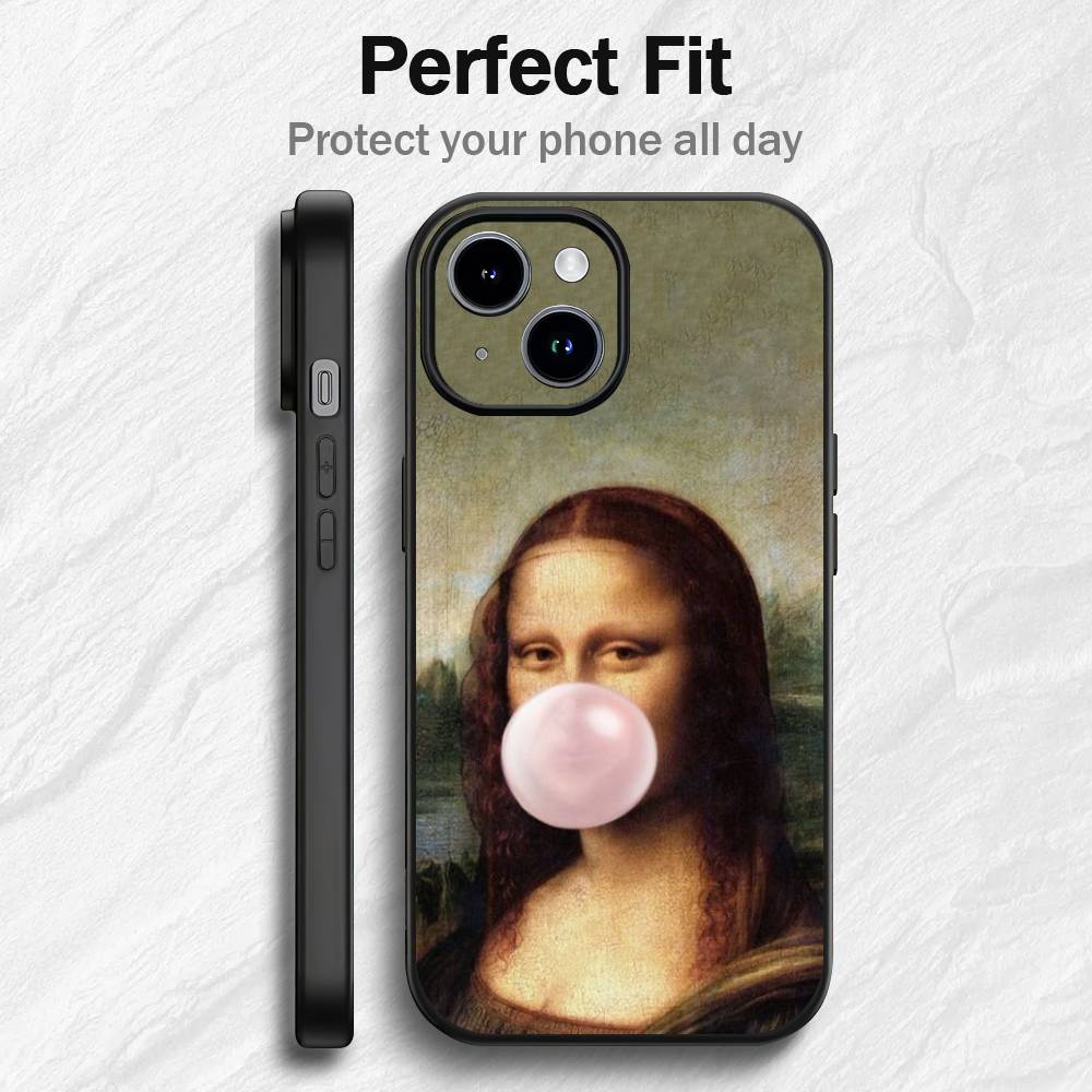 Funny M-Mona Lisa Art Phone Case For iPhone 17 16 15 14 13 12 PRO MAX PLUS Mini TPU Soft to Skin-friendly case