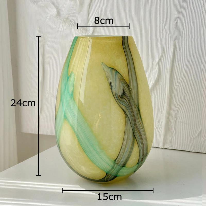 Colorful Stripes Glass Vase Desk Decoration Flower Arrangement Artificial Flowers Decorative Floral Vases Room Aesthetic Decor