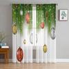 Farmhouse Christmas Ball Curtain Living Room Cafe Xmas Gifts Balls Window Curtains Kitchen Bedroom Outdoor Yard Sheer Polyester Ideal For