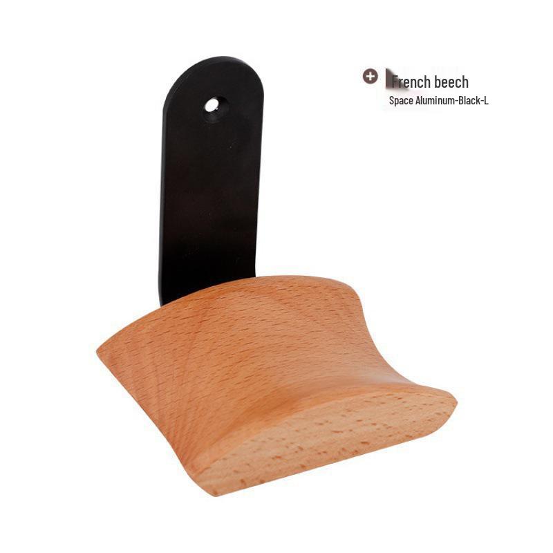 Black Walnut Wall-Mount Headphone Stand - Solid Wood Universal Over-Ear Hanger for Gaming and Sports