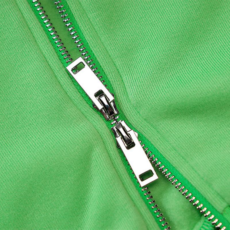 Women's Sweatshirt Fashion Solid Color Long-sleeved Top Hooded Zipper Cardigan Jacket