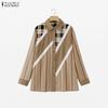 Camicia casual da donna a righe con colletto a punta e maniche lunghe ampie