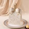 2025 Creamy White Retro French Handbag with Champagne Bow Textured Design - Wedding Candy Box