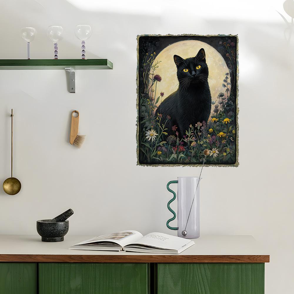 Vintage Olieverf Kat Poster Muursticker Zelfklevend Verwijderbaar voor Slaapkamer Woonkamer Achtergrond Huisdecoratie