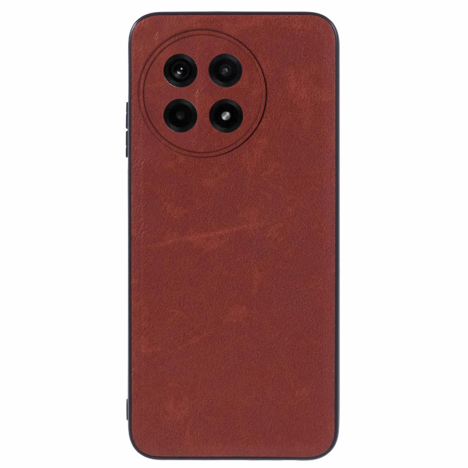 

For OnePlus Ace 5 5G/Ace 5 Pro 5G Case Retro Leather Coated PC+TPU Phone Cover Brown