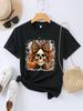Unisex Halloween Skull Leopard Bow Graphic Tshirt Pumpkin Rose Bat Print Crew Neck Short Sleeve Holiday Party Casual Tee Top