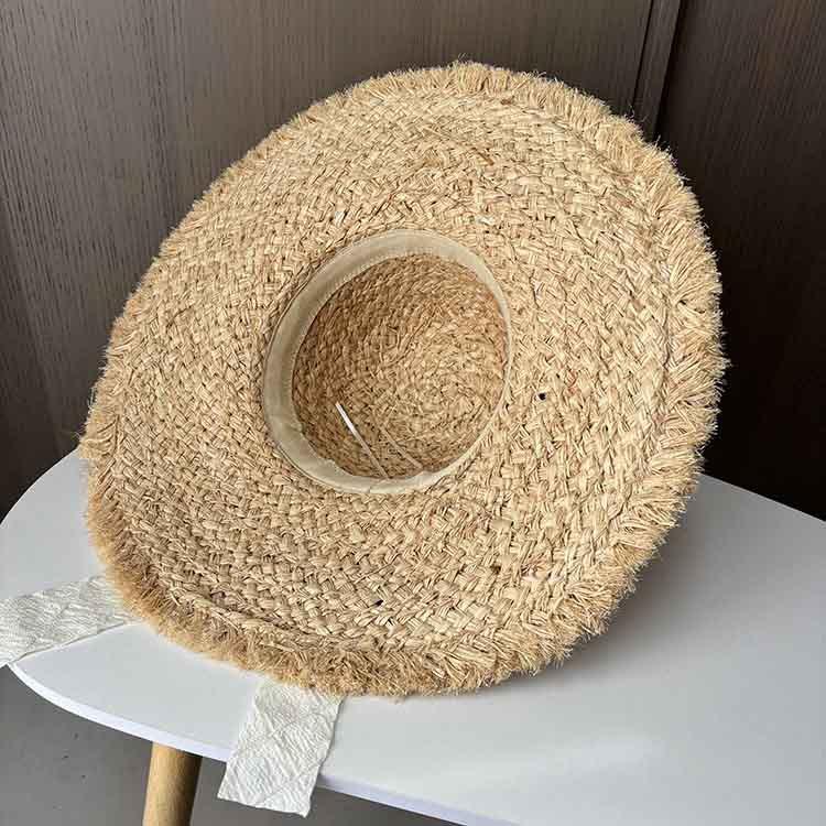 Vacation wind beach Lafite straw hat women's summer bow big brim sun hat UV protection sun hat