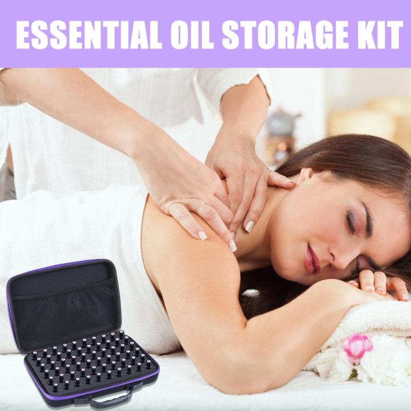 Essential Oil Carrying Case For 60 Bottles 5-10ML Roller Storage Organized EVA Protective Bag for Home and Travel Use