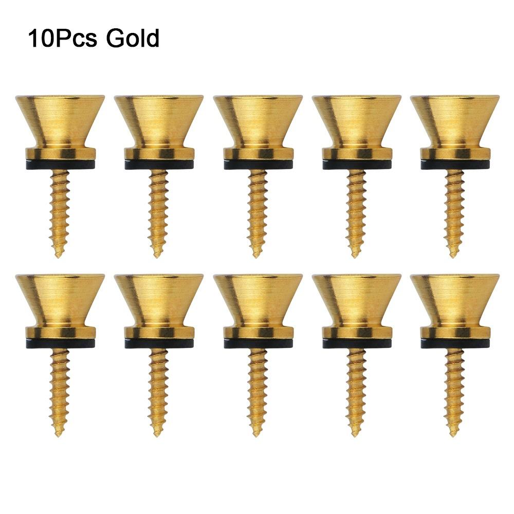 10Pcs Strap Retainer System Guitar Strap Lock Removable Locking End Stud Guitar Accessories 10Pcs Gold