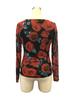 Spring Women's French Romantic Rose Floral Mesh Print Sexy U Neck T Shirt Fashion Daily Basic Office Lady Casual Slim Fit Ladies Elegant Top
