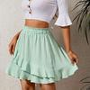 Women Summer High Waist Solid Color Irregular Ruffles Mini Skirts