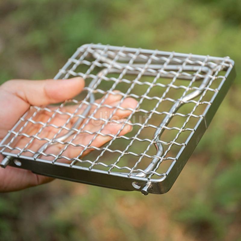 Outdoor Stove Stand Portable Foldable Kettle Stand Stainless Steel Striped Mesh Grill Rack Mini Stand Baking Tray Holder Grill