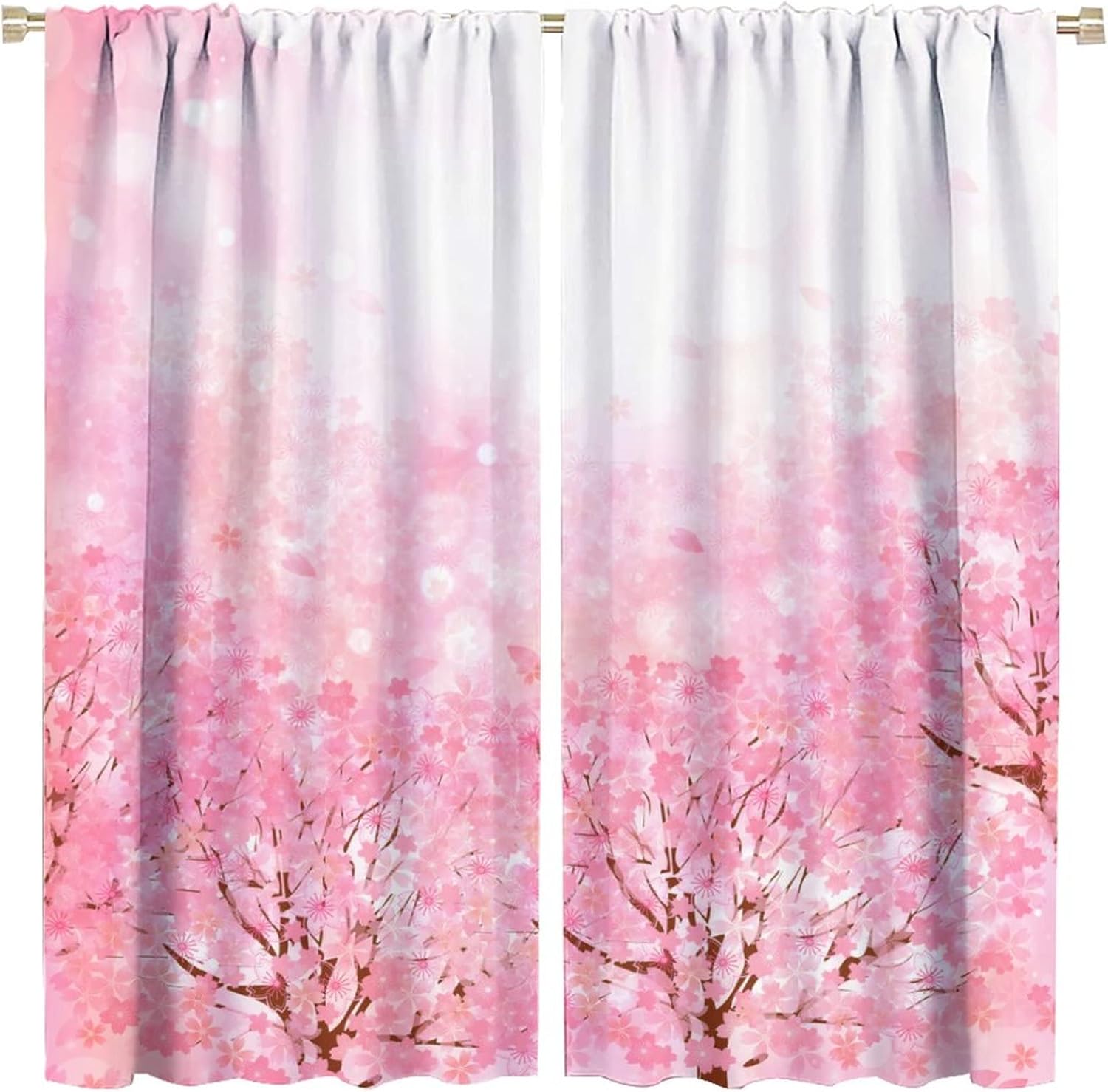 

Light Pink Curtains Japanese Cherry Blossom Cherry Tree Design Romantic Nature Themed Blackout Window Treatments Curtains Livi 100*130 Grommet Top 1pcs