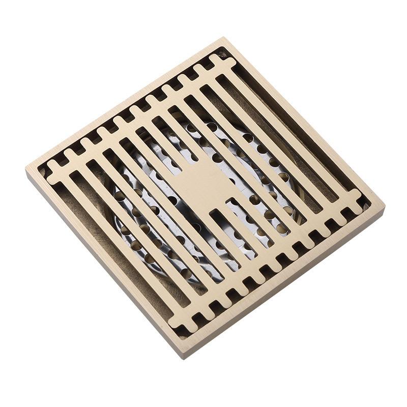Factory Solid Brass Shower Drain Bathroom Floor Drain (Golden,Brass)