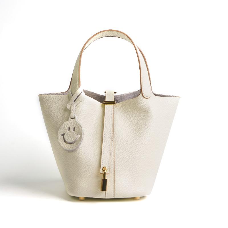 bag women's first layer cowhide vegetable basket bag versatile bucket bag genuine leather women's bag feeling handbag