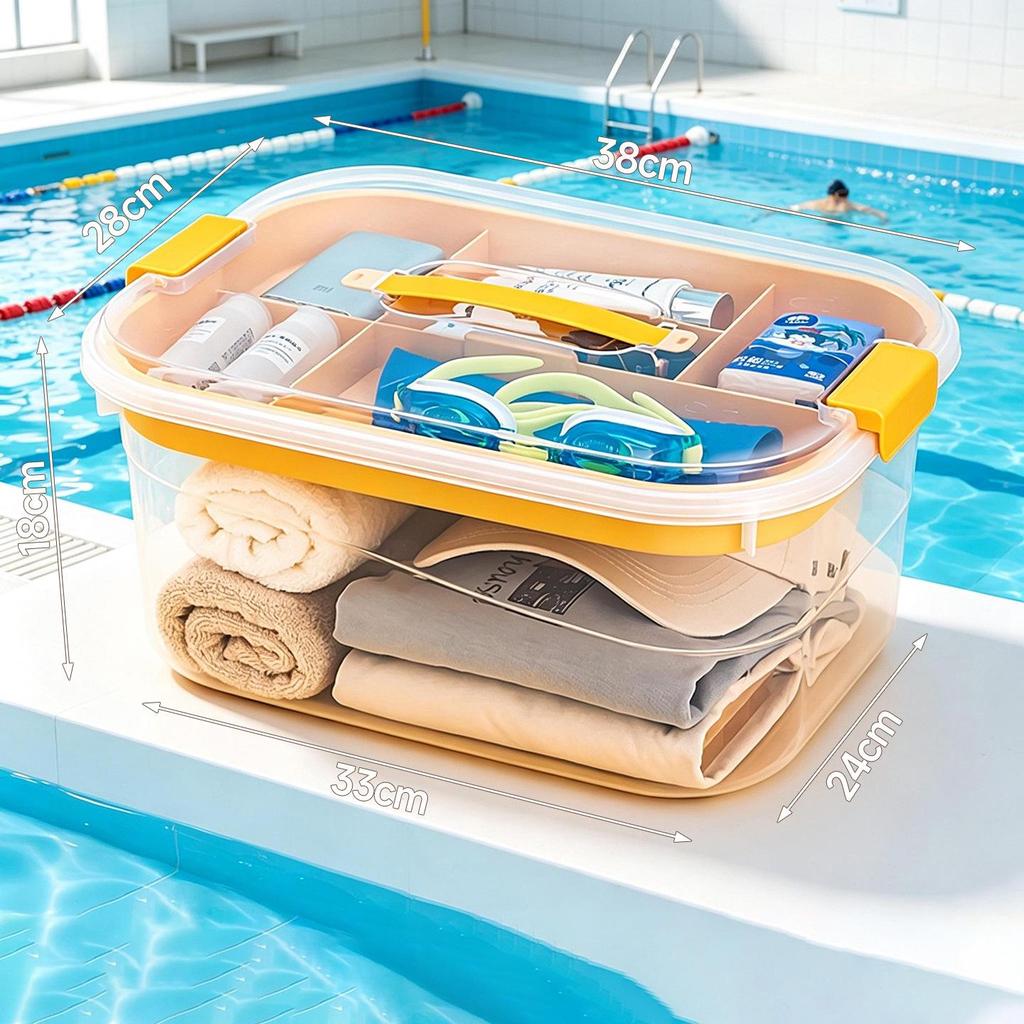 BNBS Portable Waterproof Beach Storage Box: Clear, Handheld Organizer for Outdoor Swimming Supplies