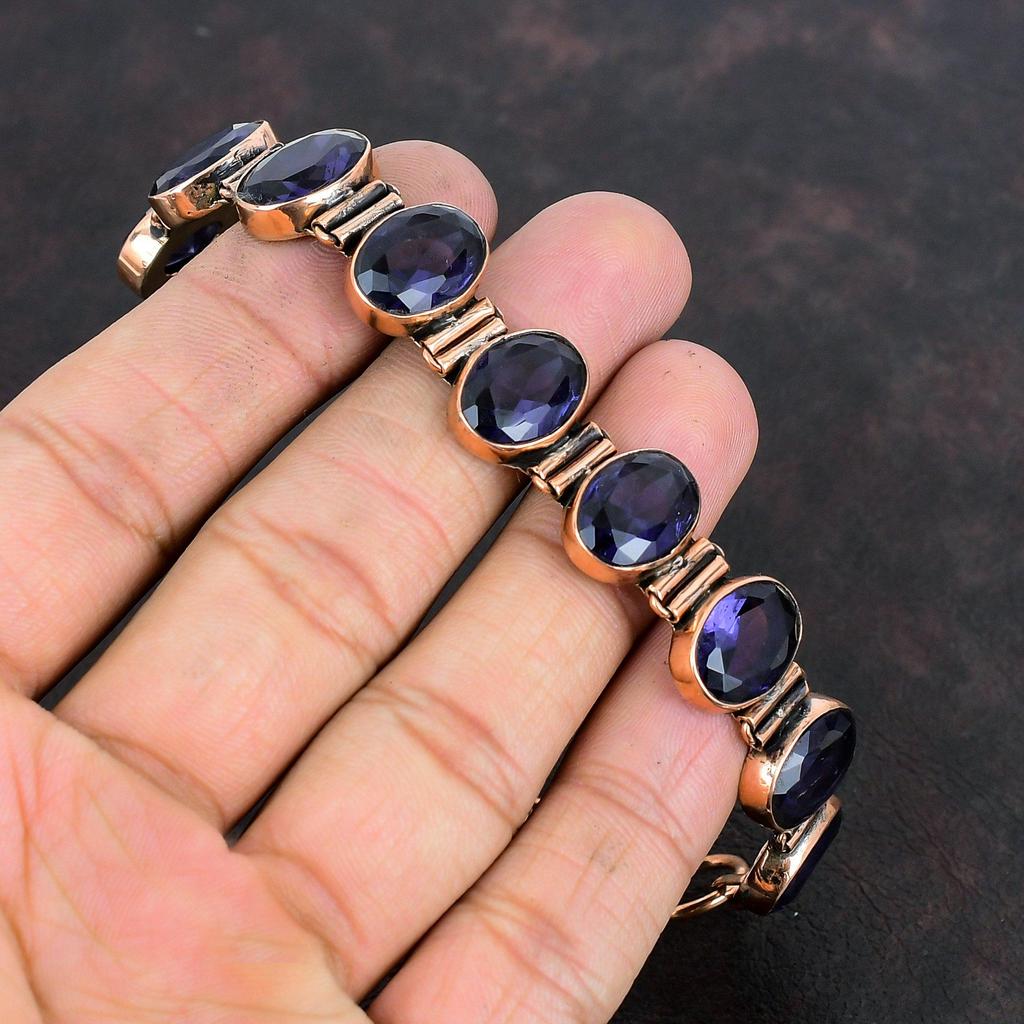 Facettiertes Afrikanischer Amethyst Armband Kupferarmband Verstellbares Kettenarmband Handgefertigt Echtes Edelsteinarmband Kupferschmuck Geschenke für Mutter