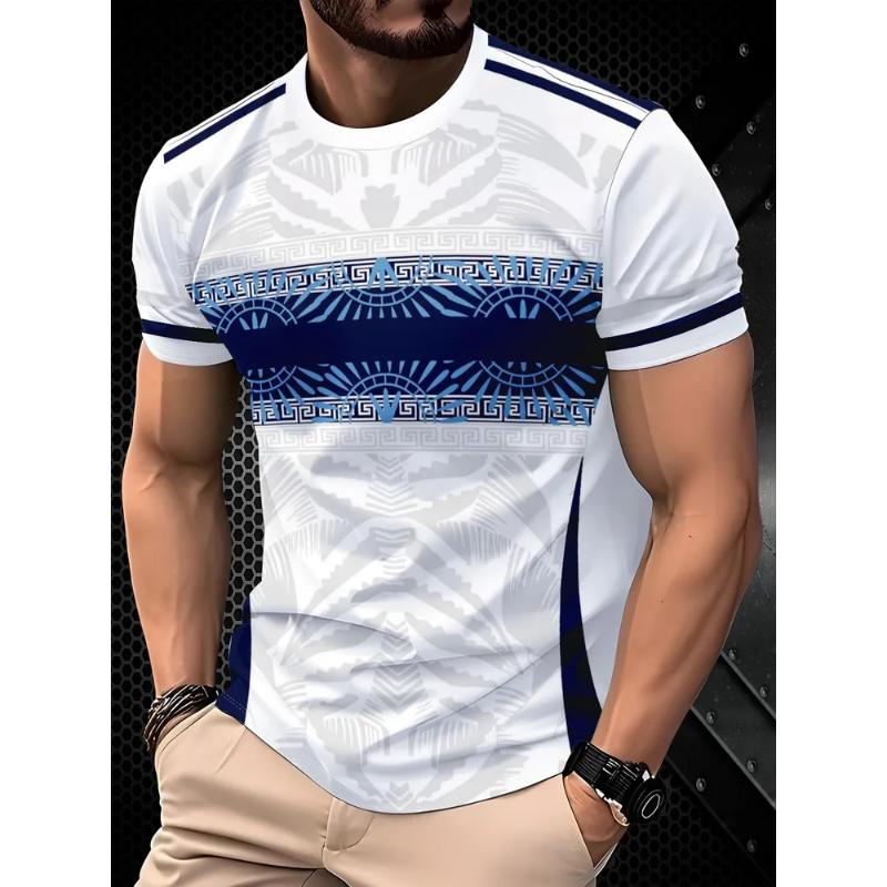 Fashion Men's Crew Neck Short Sleeve 3D Casual Color Printing Casual Short Sleeve Crew Neck T-Shirt