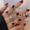 Vintage Court Style Ruby Ring Women'S Personality European Pattern Open Ring Niche Design Index Finger Ring