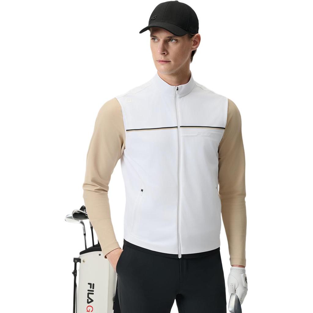 FILA Golf Series SS25 Comfortable Sports Sun Protection Stand Collar Vest Men Vests Jade-White A11M525501F-WT