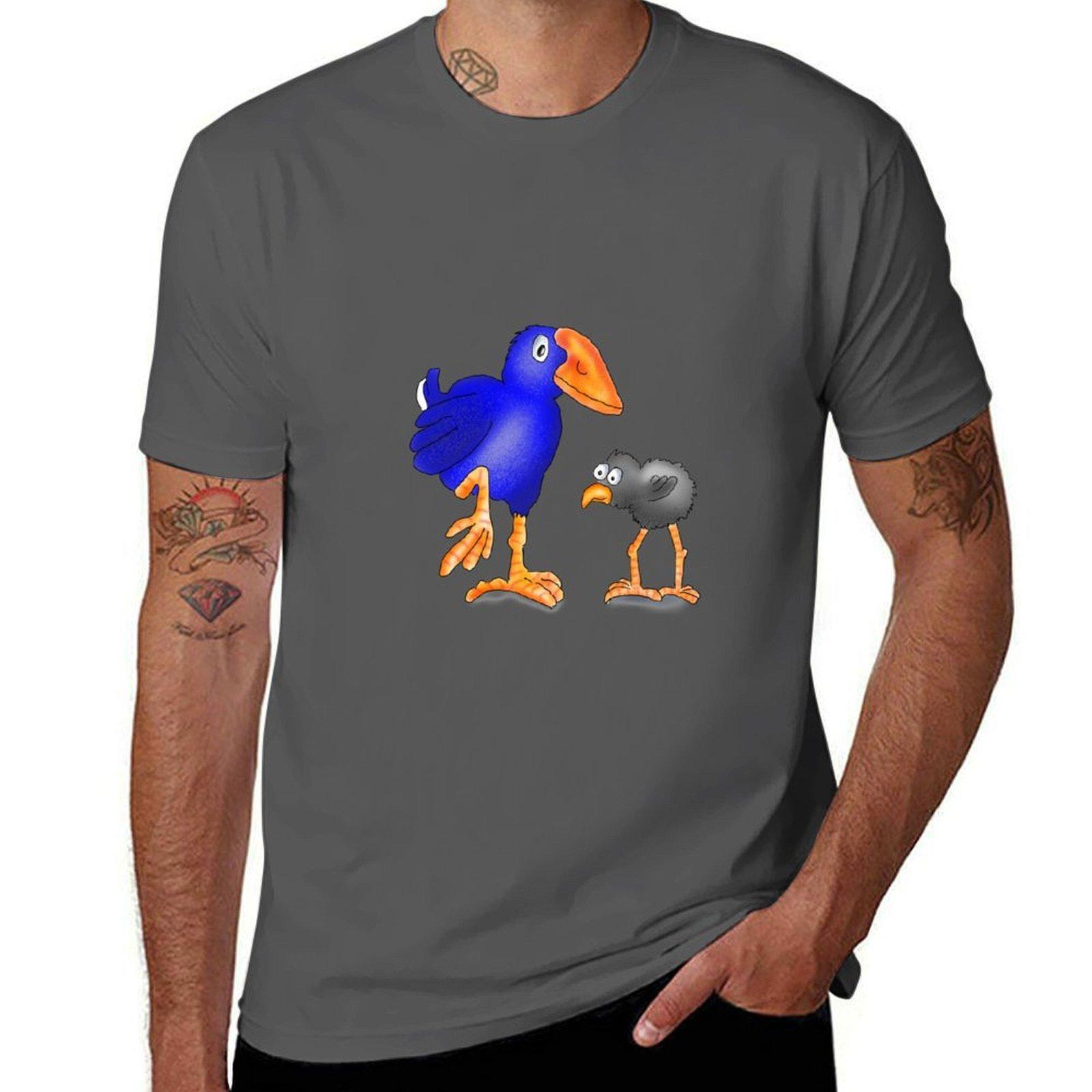 

Pukeko Bird and Chick. New Zealand Native Birds T-Shirt t shirts with prints cotton t shirts man 100% T-Shirt 4XL