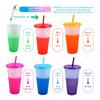 30pcs Magic Color Changing Cups with Lid and Straw