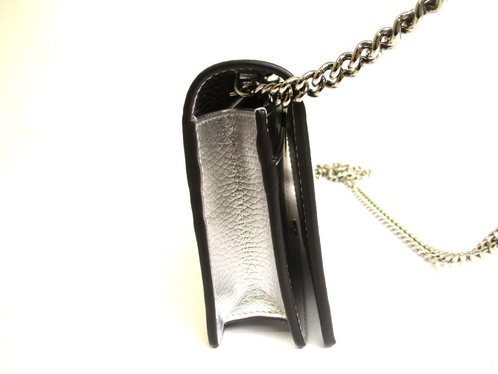 Authentische GUCCI GG Marmont Geldbörse mit Kette Silbernes Leder H/W Umhängetasche Tasche #b053 Vom Verkäufer überholt