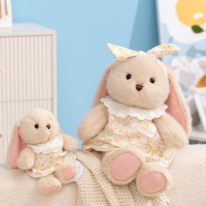 Neuer kleiner frischer Blumenskirt Hasenpuppe Plüschtier geblümter Rock niedliche Hasenpuppe beruhigendes Kissen Geschenk