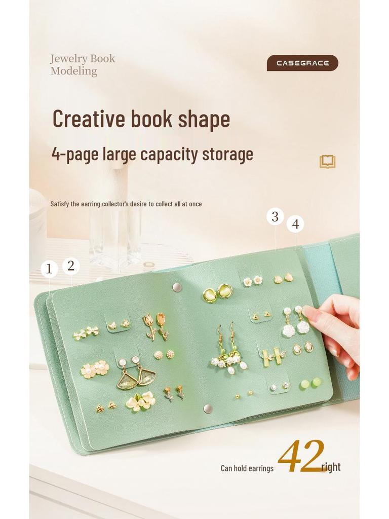 Libro Porta Orecchini da Viaggio in Pelle – Custodia Orecchini Portatile ad Alta Capacità