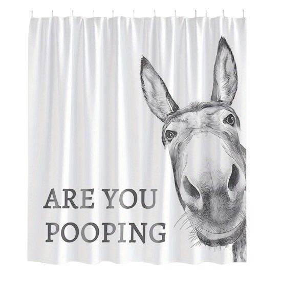 

Смішна штора для душу з осликом Водонепроникна штора для ванної Кімната з осликом, що какає Шторка-лайнер для душу з гачками для фермерського будинку гуртожитку ванної S