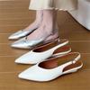 Pesstwei Women Pumps Elegant Buckle Strap Pointed Toe Low Heels Party Dress Ladies Sandals Summer Spring Mule Shoes