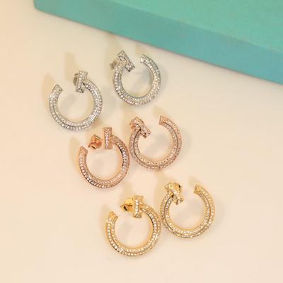 Diamond-studded Nails Earrings Lucky Grass Original Logo Electroplating Daily Wear for Birthday Party Three Color