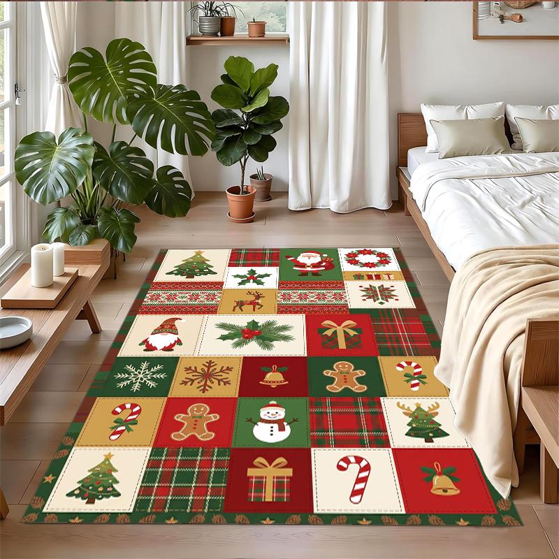 Christmas Printed Square Area Rug Soft Non Slip Floor Carpet For Bedroom Holiday Gift