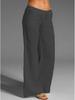 Pantalones Casuales de Algodón Lino para Mujer de Pierna Ancha con Cordón - Talla Grande, Color Sólido