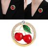 Cherry Design Brooch Pin with Rhinestones Decors Elegant Badge Pin For Women Various Outfit Formal Occasion Accessories