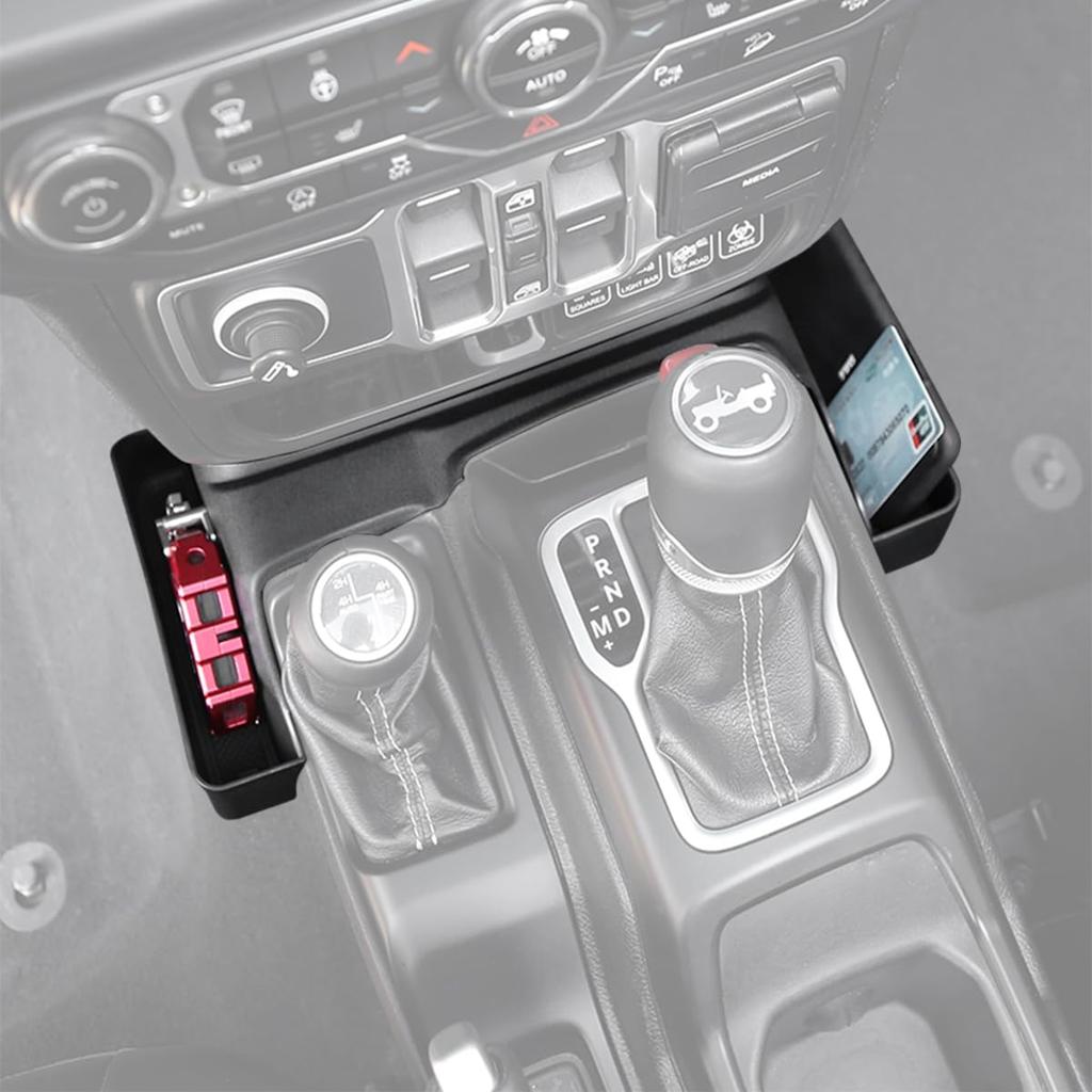 YOCTM Gear Storage Box for Jeep Wrangler JL Rubicon Sport Sahara Gladiator JT 4XE 2018 2019 2020 2021 2022 2023 2024 2025 Console Custom Storage Box