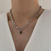 Women's Titanium Steel Clavicle Necklace, Black Diamond, Minimalist Design, Versatile Cold Style