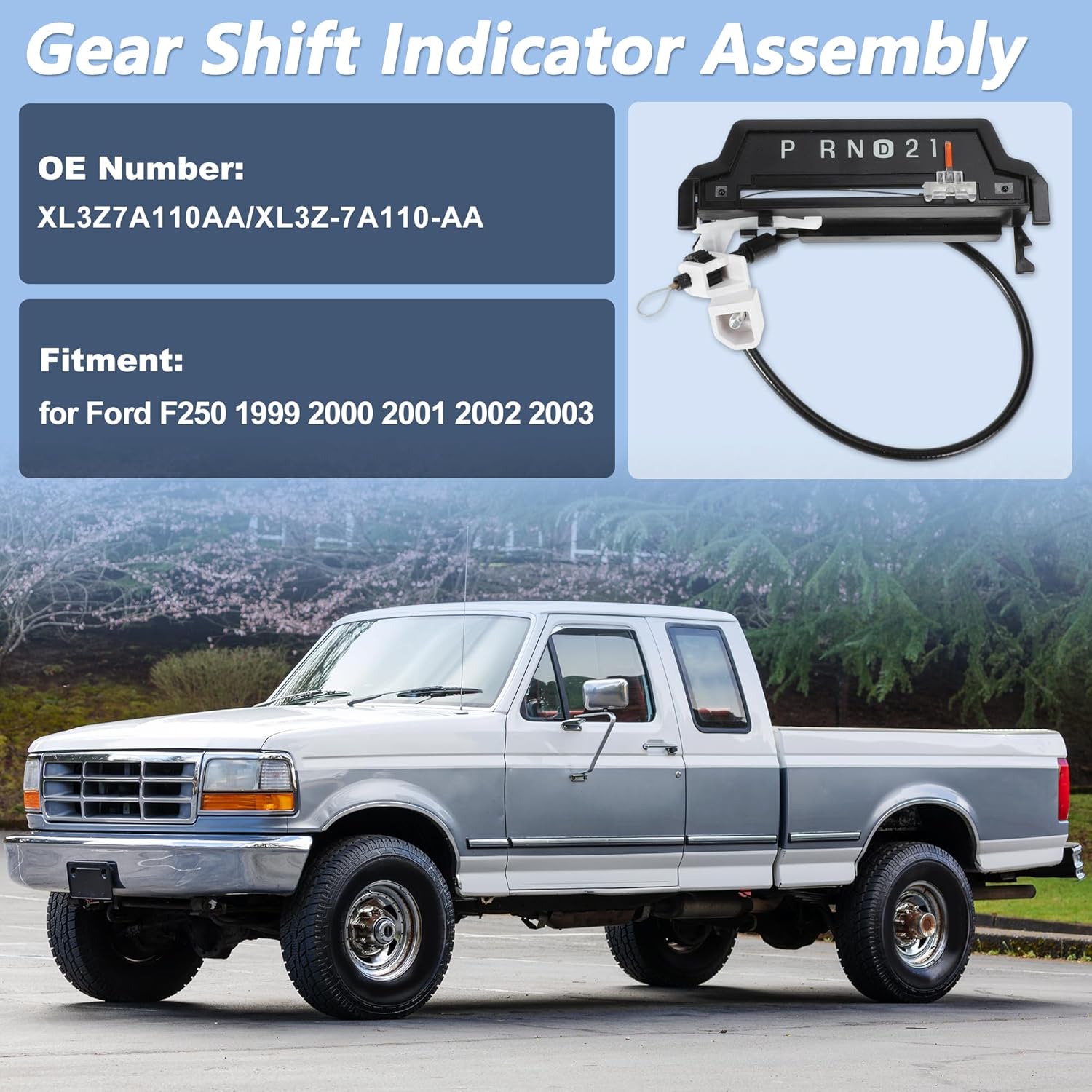 Gear Shift Indicator Assembly for Ford F250 1999 2000 2001 2002 2003Gear Shift Indicator Cable No.XL3Z7A110AA/XL3Z-7A110-AA Indicator Selector Cable