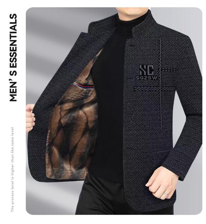 2025 Autumn/Winter Men's Wool Coat for Middle-Aged and Elderly – Business Casual Dad Style, High-Quality Outerwear.
