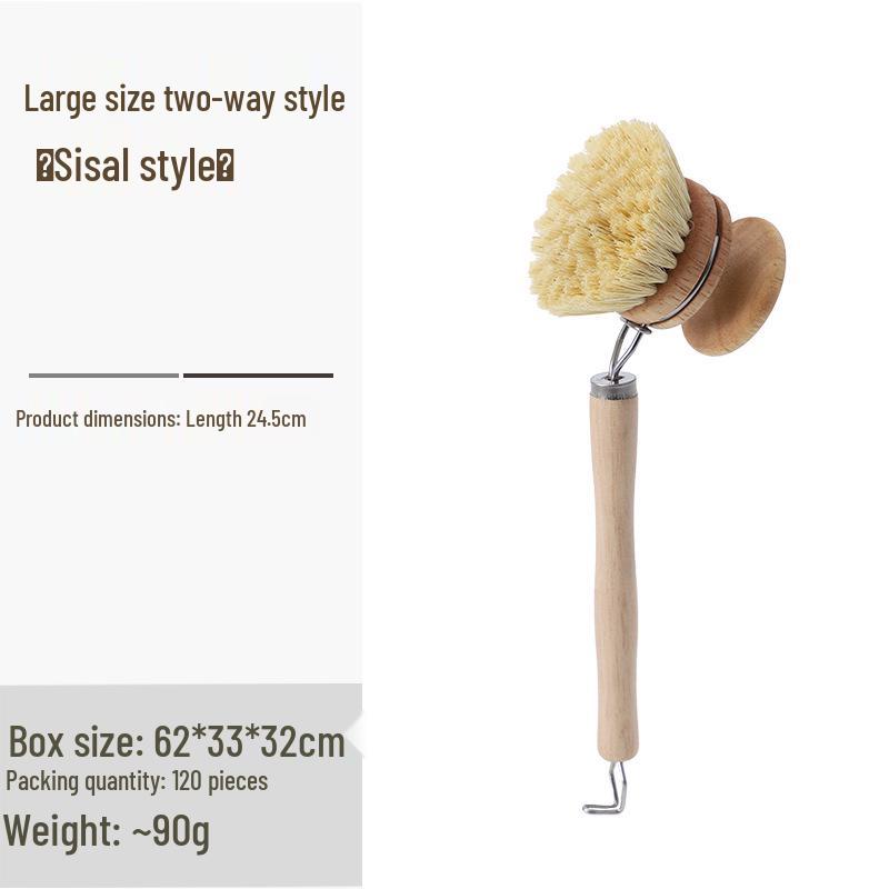 Solid Wood Dishwashing Brush with Sisal and Coconut Fiber