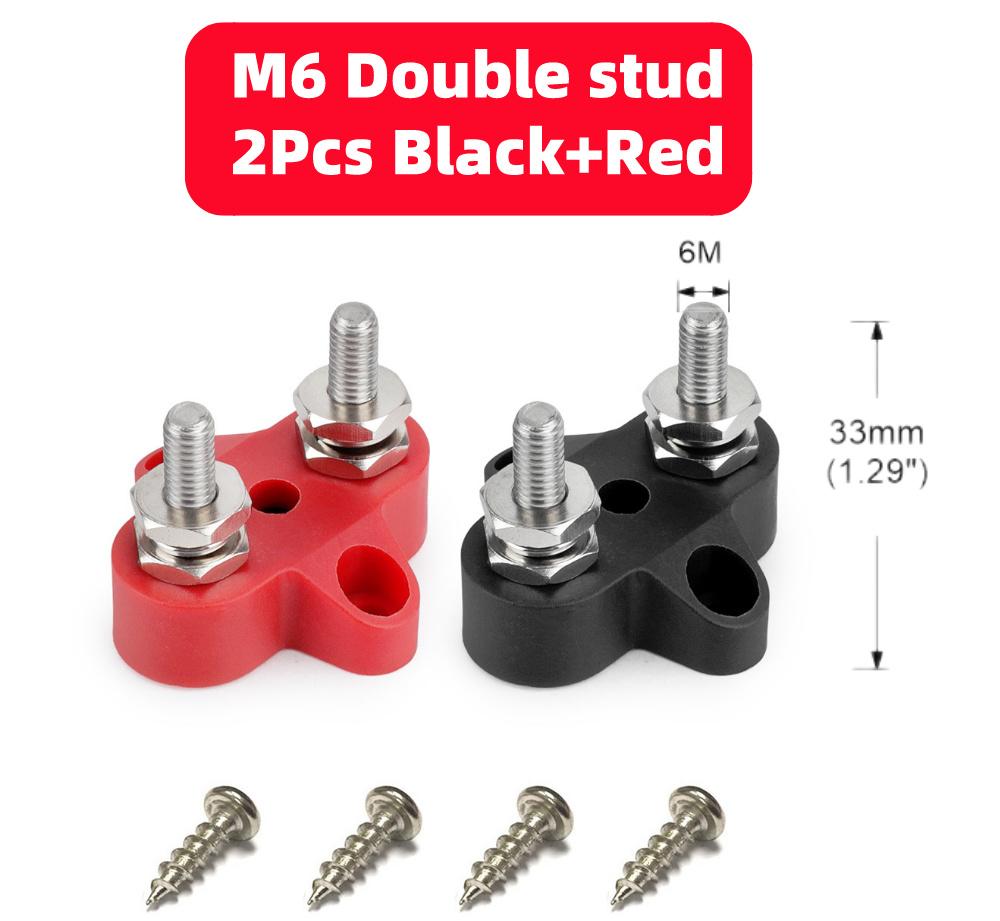 M6 M8 M10 Bus Bar 12V Terminal Block Studs BusBar 12V 5/16" 1/4" Negative Heavy Duty Power Distribution Stud for Truck RV Boat