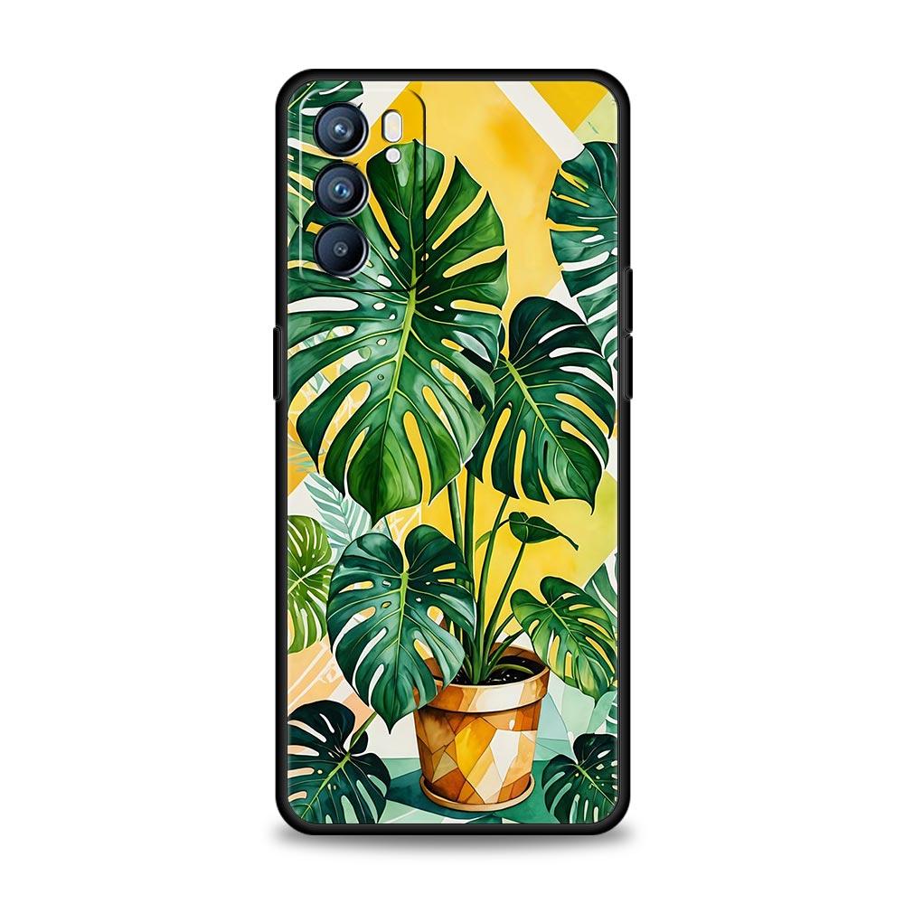 Leaves Monstera Green Phone Case For Oppo Reno14 Reno13 Reno12 11 F 10 Find X5 X9 Pro A54 5G A53 A52 A9 A78 4G A79 A80 A98 Cover